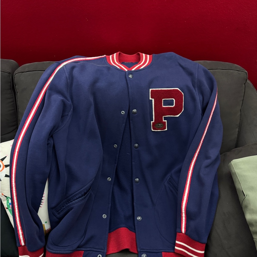 Polo Ralph Lauren Navy Varsity Jacket with Red Trim